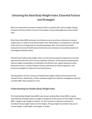 Unlocking the Ideal Body Weight Index: Essential Factors and Strategies