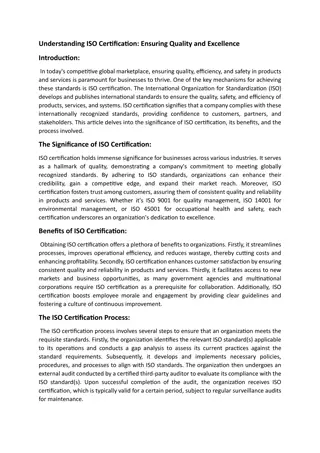 what is ISO certification