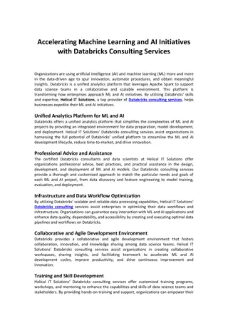 Accelerating Machine Learning and AI Initiatives with Databricks Consulting