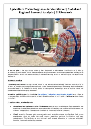 Agriculture Technology-as-a-Service Market | Global & Regional Research Analysis