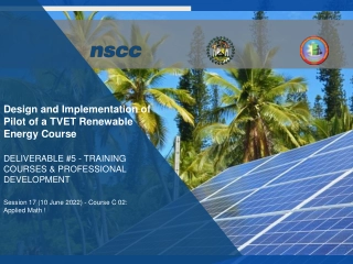 Renewable Energy TVET Pilot Course: Applied Math Training