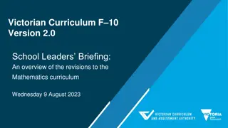 Overview of Victorian Curriculum F-10 Mathematics Curriculum Revisions