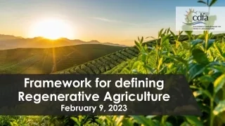 Framework for defining Regenerative Agriculture