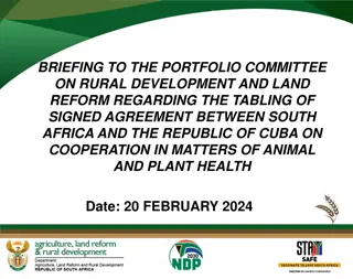 Cooperation Agreement Between South Africa and Cuba on Animal and Plant Health
