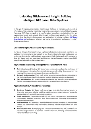Building Intelligent NLP based Data Pipelines