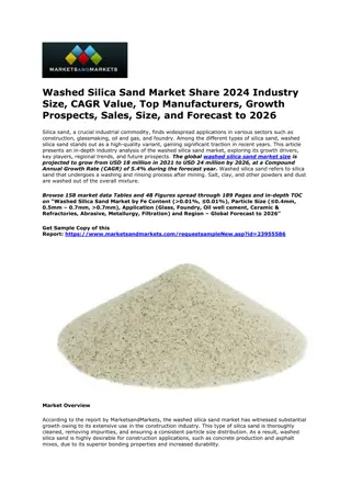Washed Silica Sand Market: Growth, Trends, and Opportunities