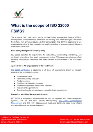 Scope of ISO 22000 FSMS