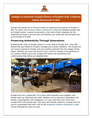 Indulge in Authentic Punjabi Flavors at Punjabi Grill, A Famous Indian Restaurant in Bali