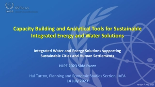 Integrated Solutions for Sustainable Energy and Water: Building Capacities and Analytical Tools