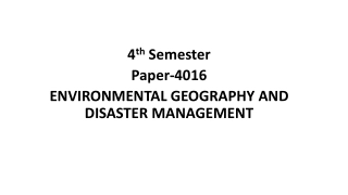 Environmental Geography and Disaster Management