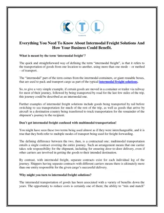 Everything You Need To Know About Intermodal Freight Solutions And How Your