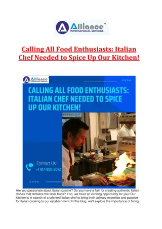 Calling All Food Enthusiasts: Italian Chef Needed to Spice Up Our Kitchen!