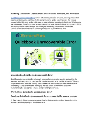 Mastering QuickBooks Unrecoverable Error