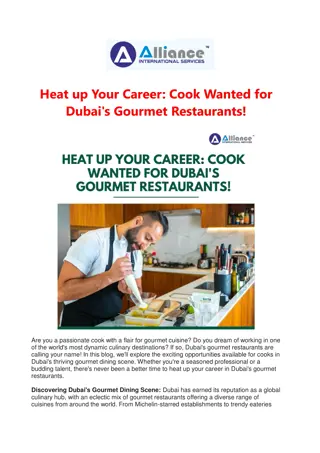 Heat up Your Career: Cook Wanted for Dubai's Gourmet Restaurants!