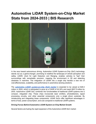 Automotive LiDAR System-on-Chip Market Stats from 2024-2033