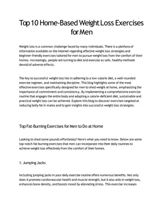 Top 10 Home-Based Weight Loss Exercises for Men 