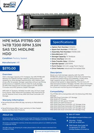 HPE MSA P11785-001 14TB 7200 RPM 3.5in SAS 12G Midline HDD