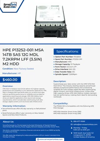 Buy HPE P13252-001 MSA 14TB SAS 12G MDL 7.2KRPM LFF (3.5in) M2 HDD