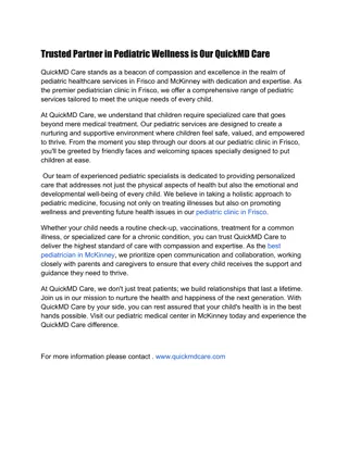 Trusted Partner in Pediatric Wellness is Our QuickMD Care - Google Docs