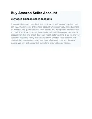 Best site to Buy Amazon Seller Account 2024