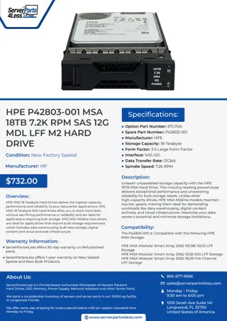 Buy HPE P42803-001 MSA 18TB 7.2k RPM SAS 12G MDL LFF M2 HARD DRIVE
