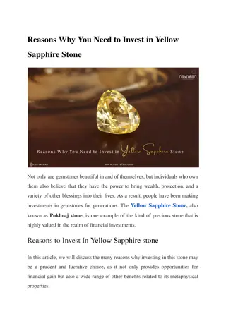Reasons Why You Need to Invest in Yellow Sapphire Stone