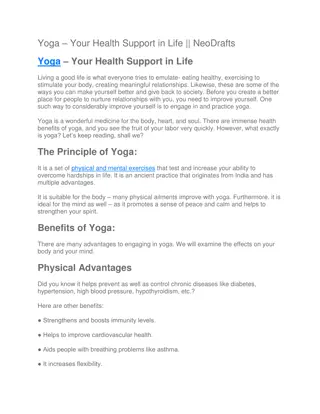 Yoga – Your Health Support in Life