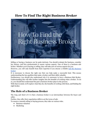 How To Find The Right Business Broker