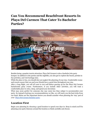 Can You Recommend Beachfront Resorts In Playa Del Carmen That Cater To Bachelor Parties