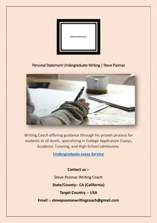 Personal Statement Undergraduate Writing | Steve Psomas