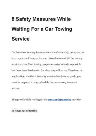 8 Safety Tips While Waiting for a Car Towing Service