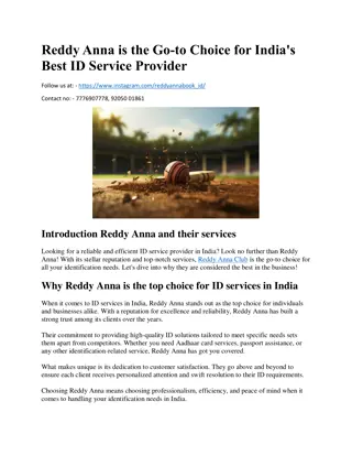 Reddy Anna is the Go-to Choice for India's Best ID Service Provider