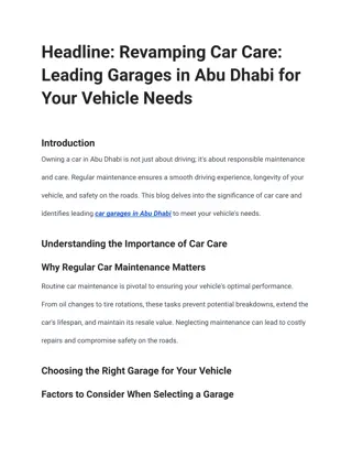Revamping Car Care Leading Garages in Abu Dhabi for Your Vehicle Needs