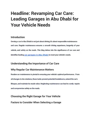 Revamping Car Care Top Garages in Abu Dhabi for Your Vehicle Needs