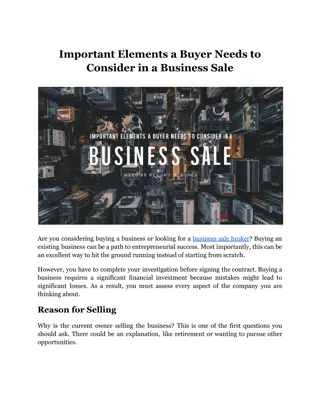 Important Elements a Buyer Needs to Consider in a Business Sale