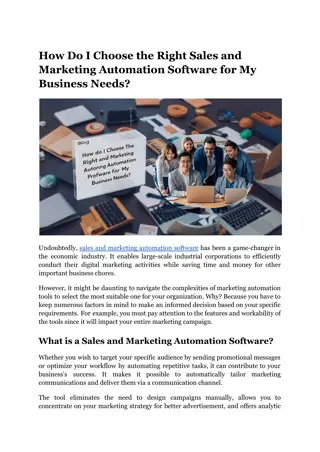 How Do I Choose the Right Sales and Marketing Automation Software for my Business Needs