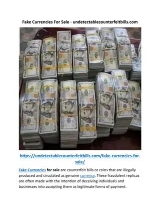 Fake Currencies For Sale - undetectablecounterfeitbills.com