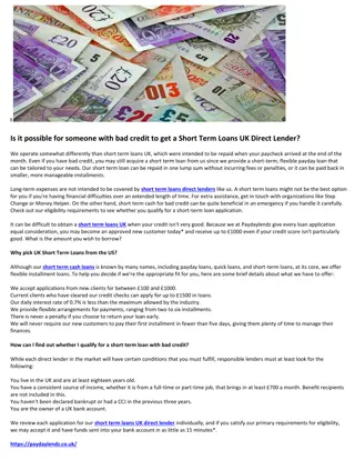 Is it possible for someone with bad credit to get a Short Term Loans UK Direct Lender