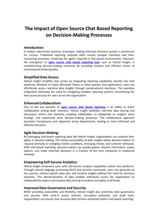 Open Source Chat Based Reporting Tool on Decision-Making Processes