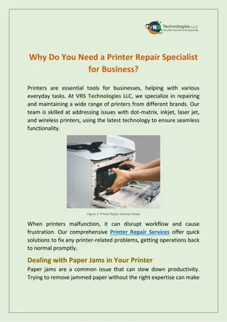 Why Do You Need a Printer Repair Specialist for Business?