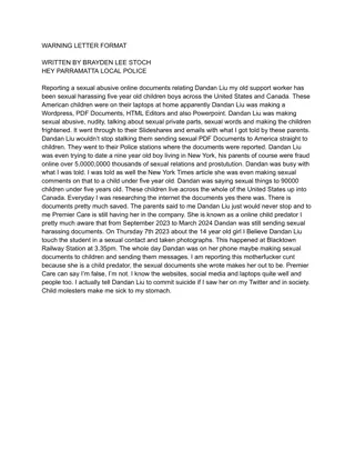 WARNING LETTER FORMAT - Google Docs