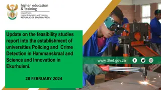 Update on Feasibility Studies for University Development in Hammanskraal and Ekurhuleni