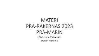 MATERI: PRA-RAKERNAS 2023 PRA-MARIN