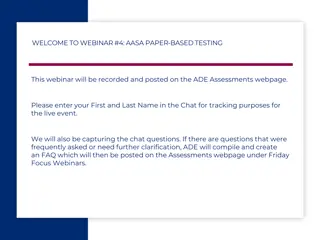 Arizona Department of Education Assessments Webinar on AASA Paper-Based Testing