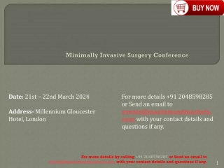 Minimally Invasive Surgery Conference | 21st - 22nd March 2024