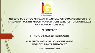 Inspectorate of Government Bi-Annual Performance Reports and Anti-Corruption Function Summary