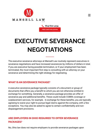 Executive Severance Negotiations Lawyer in Ohio | Employment Lawyer Columbus OH