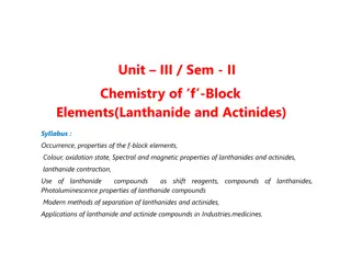 Chemistry of f-Block Elements: Lanthanide and Actinide Series Overview