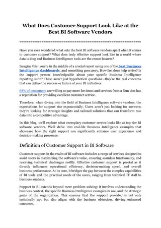 What Does Customer Support Look Like at the Best BI Software Vendors