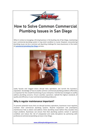 How to Solve Common Commercial Plumbing Issues in San Diego